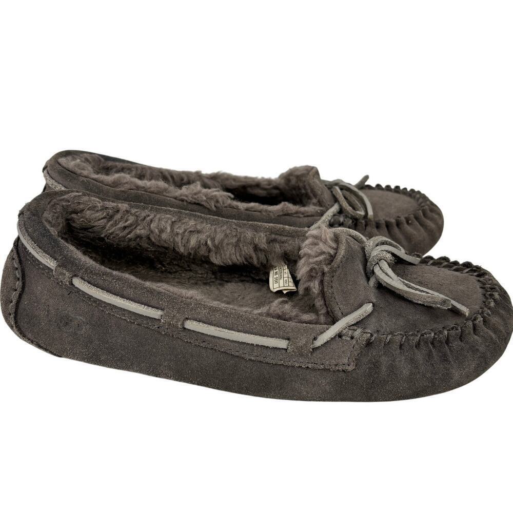 UGG Bella II Slippers Womens Size 7 Gray Suede Wool‎ Blend Lining Indoor Outdoor